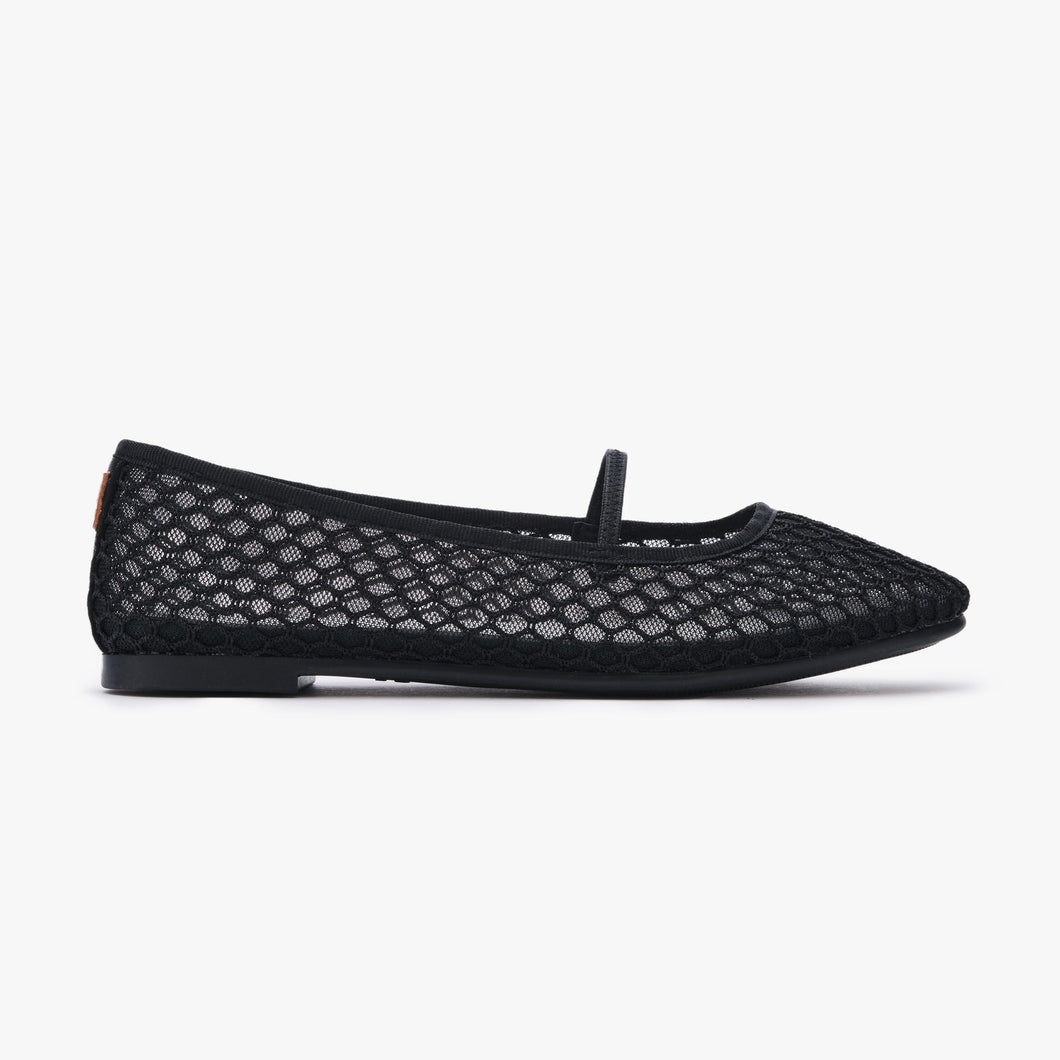 Travel Flats - Black Mesh