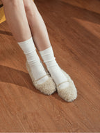 Travel Flats - Teddy White